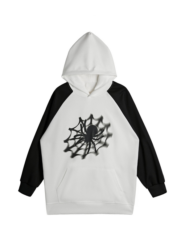 Men's Spider Web Print Oversized Hoodie-1