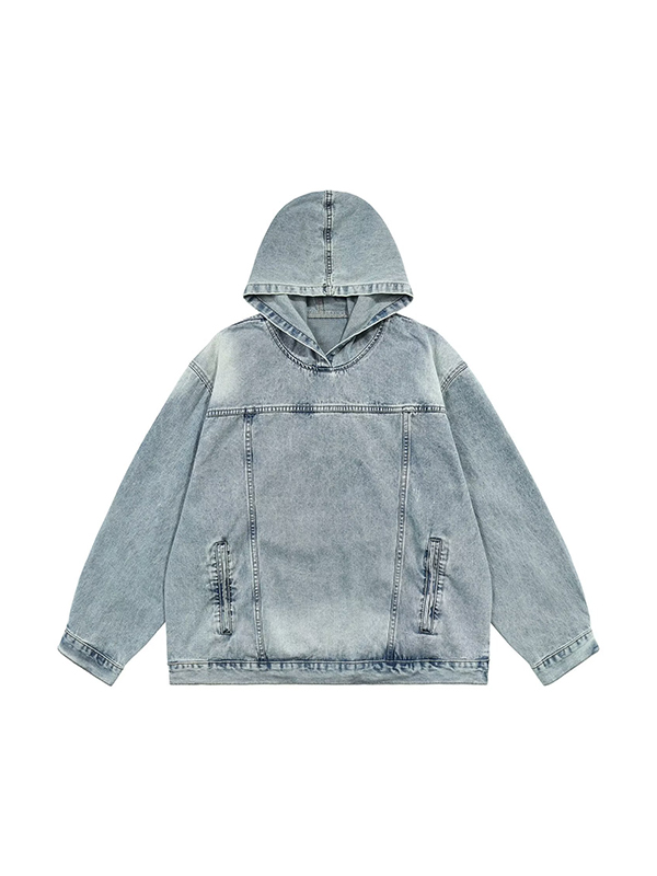 Men's Washed Vintage Denim Oversized Hoodie-1