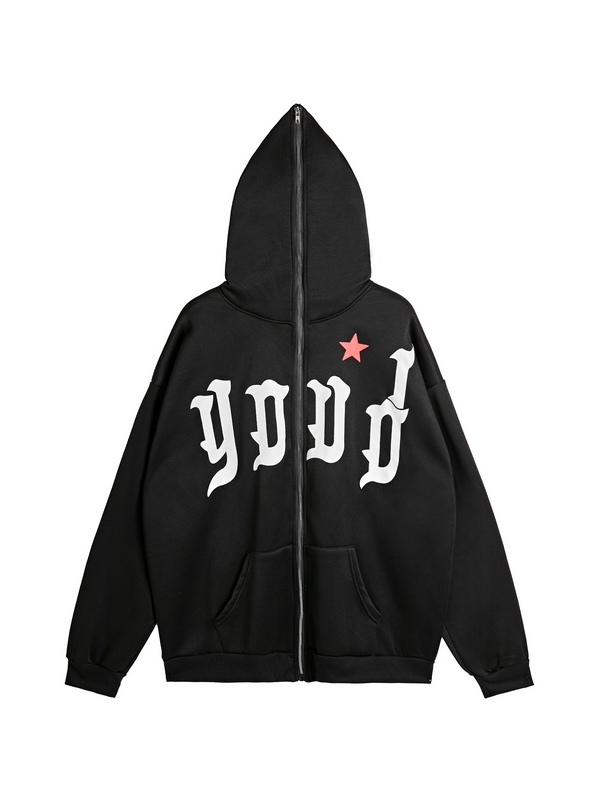 Men's Hip Pop Letter Spider Web Print Oversized Hoodie-1