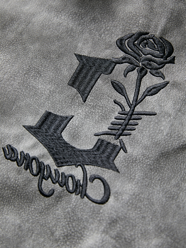 Men's Tie Dye Embroidery Leather Splice Jacket-4