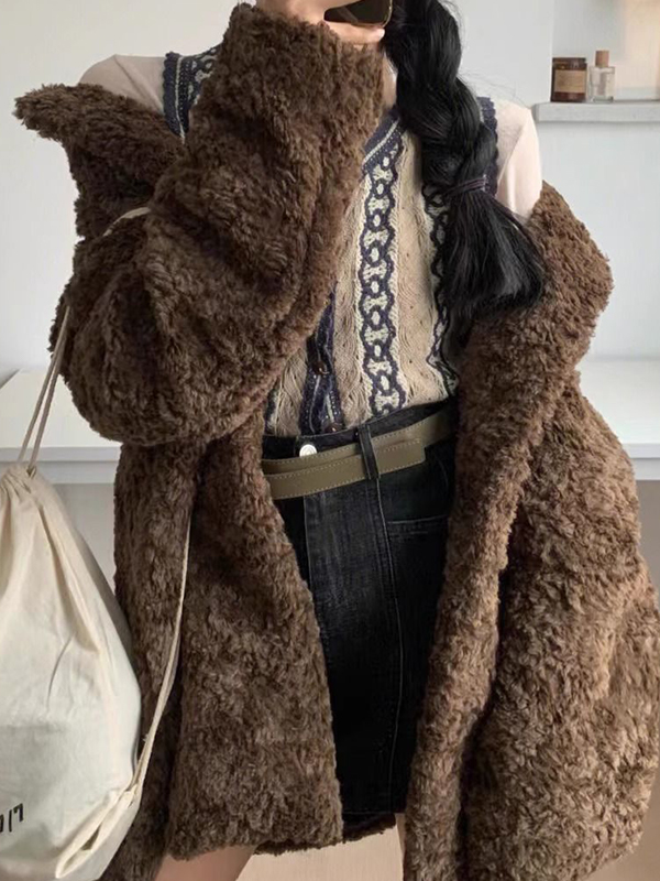 Vintage Brown Faux Fur Jacket-5