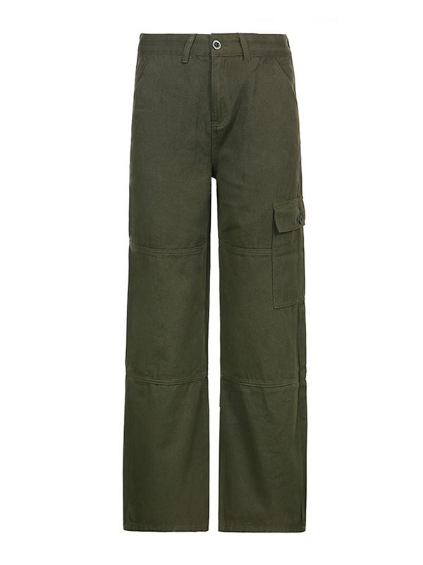 Pocket Patched Straight Cargo Jeans-4