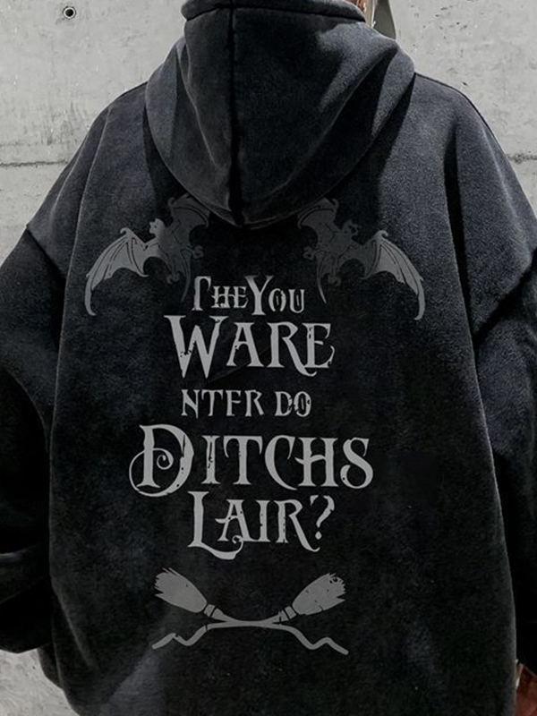 Men's Distressed Washed Print Oversized Hoodie-2