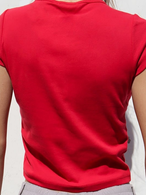 Star Letter Print Cropped Short Sleeve Tee-2