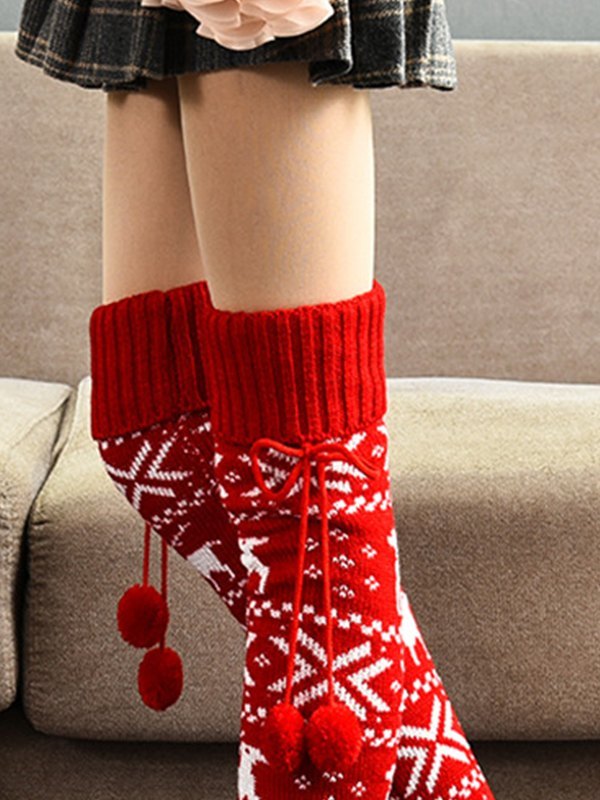 Christmas Jacquard Knee High Socks-2