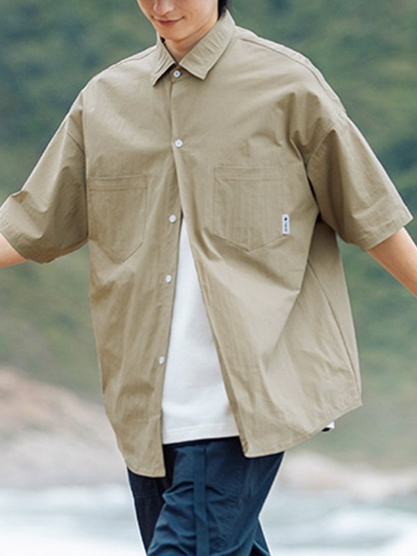 Men's Pocket Front Short Sleeve Button Up Shirt-3