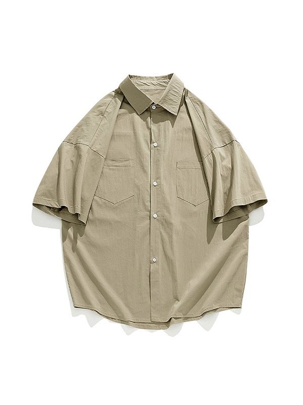 Men's Pocket Front Short Sleeve Button Up Shirt-4