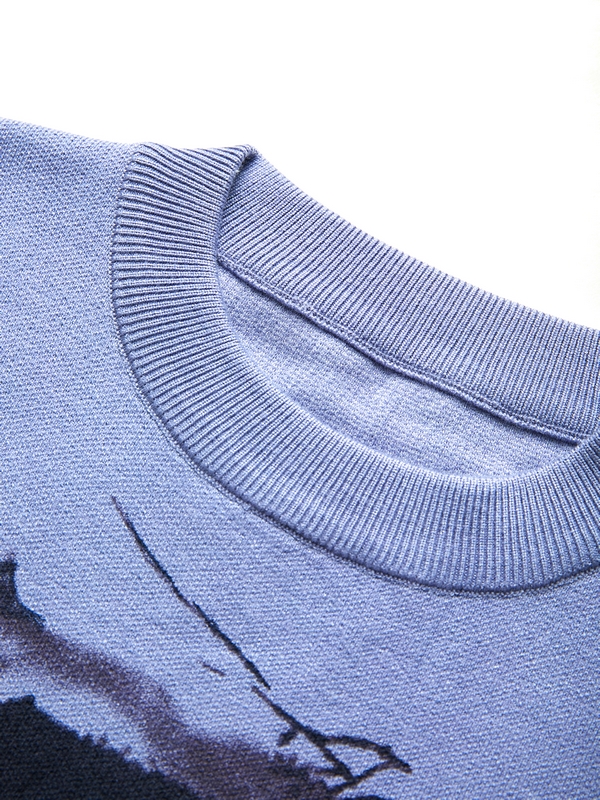 Portrait Jacquard Baggy Sweater-3