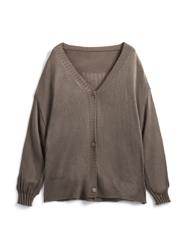 Mohair Solid Lantern Sleeve Baggy Cardigan-3