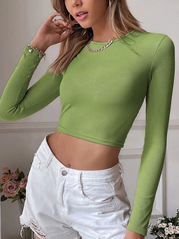 Solid Cutout Backless Twist Back Long Sleeve Knit-3