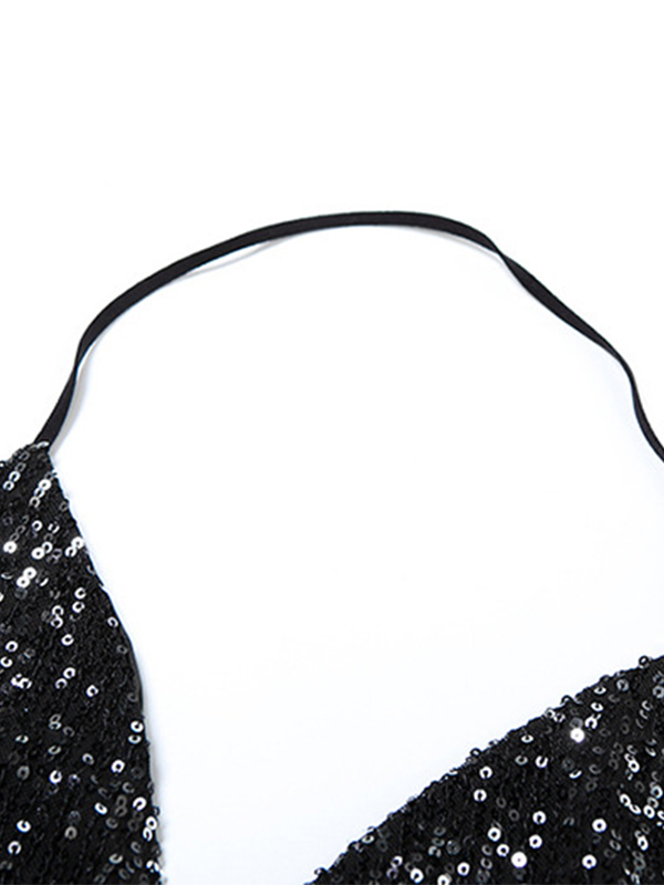 Metallic Sequin Halter Backless Tank Top-6